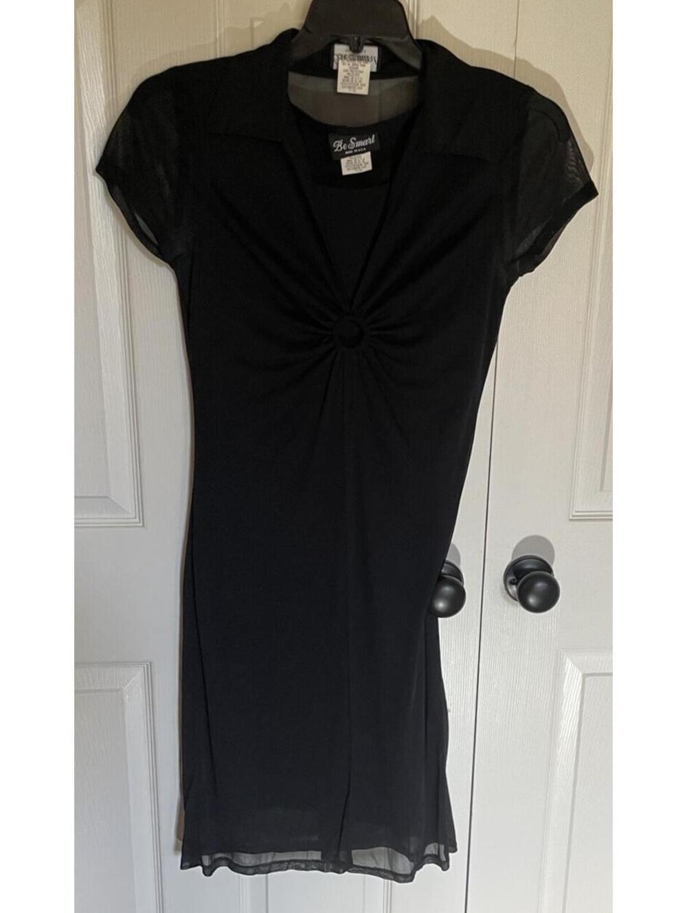 be smart dress Vintage Black Tank dress sheer overlay vintage goth juniors 7/8